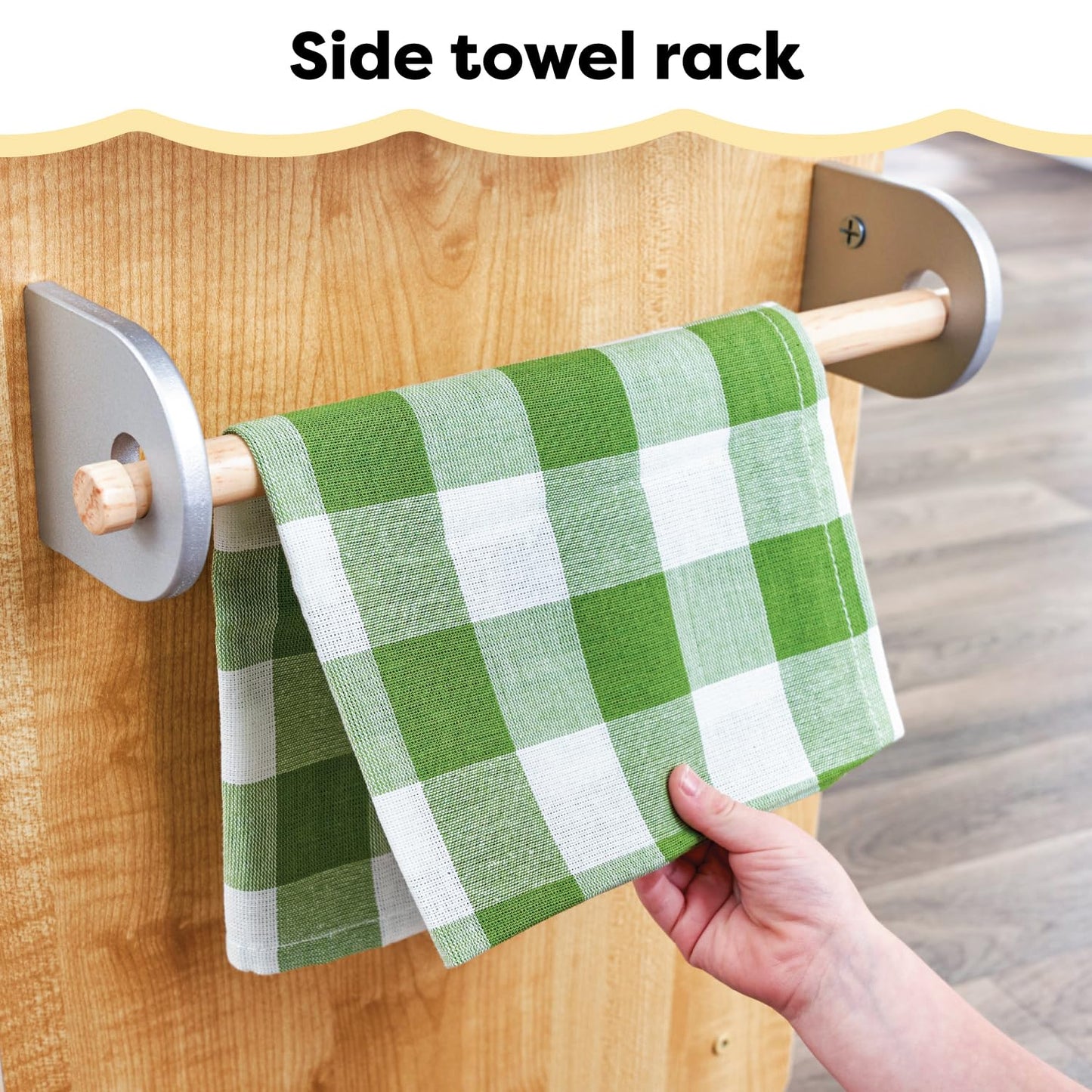 KidKraft Uptown Natural Wooden Play Kitchen with Play Phone, Chalkboard & Towel Rack, Gift for Ages 3+