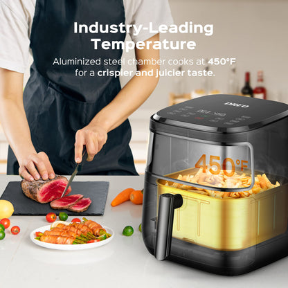 Dreo Air Fryer Pro Max, 6.8QT, 11-in-1 Digital Air Fryer Oven Cooker with Visible Window, 100 Recipes, Supports Customerizable Cooking, 100℉ to 450℉, LED Touchscreen, Easy to Clean, Shake Reminder