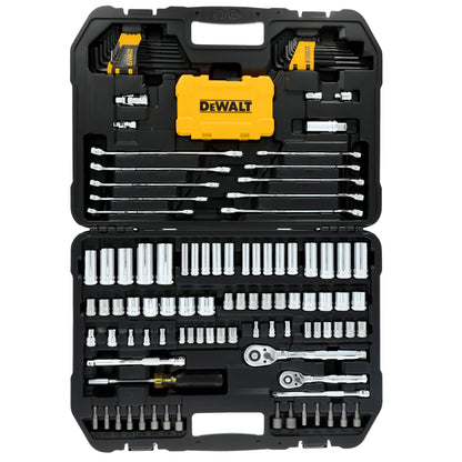 DEWALT 142 Piece Mechanics Tool Set, 1/4 Inch and 3/8 Inch Drive, SAE and Metric (DWMT45425)