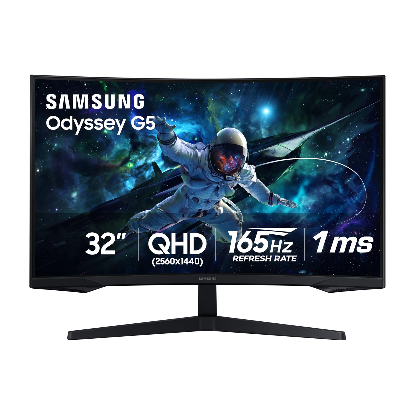 Samsung 32" Odyssey G55C Series QHD 1000R Curved Gaming Monitor, 1ms(MPRT), HDR10, 165Hz, AMD Radeon FreeSync, Eye Care, Glare Free, Sharp Resolution LS32CG550ENXZA