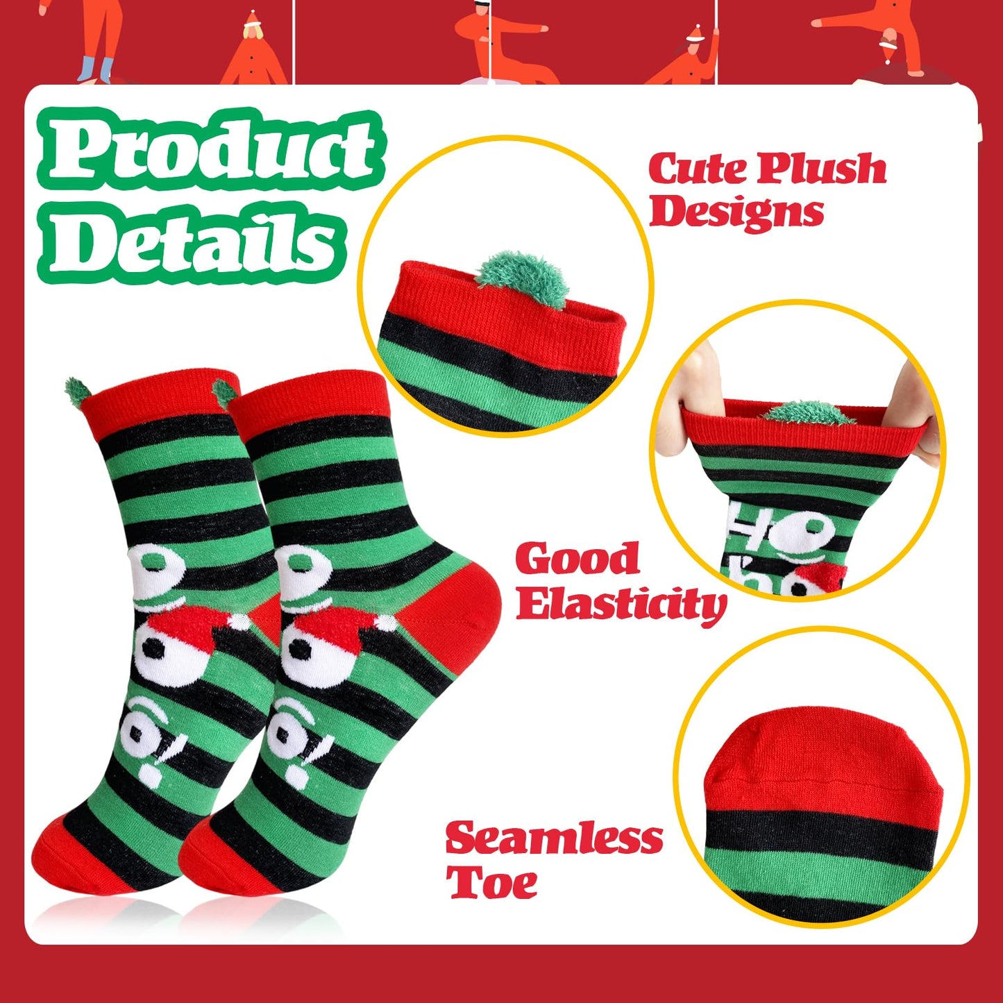 Haawooky 12 Pairs Christmas Socks,Fun Colorful Holiday Socks,Novelty Cozy Crew Sock Set for Women,Men,Funny Xmas Gifts