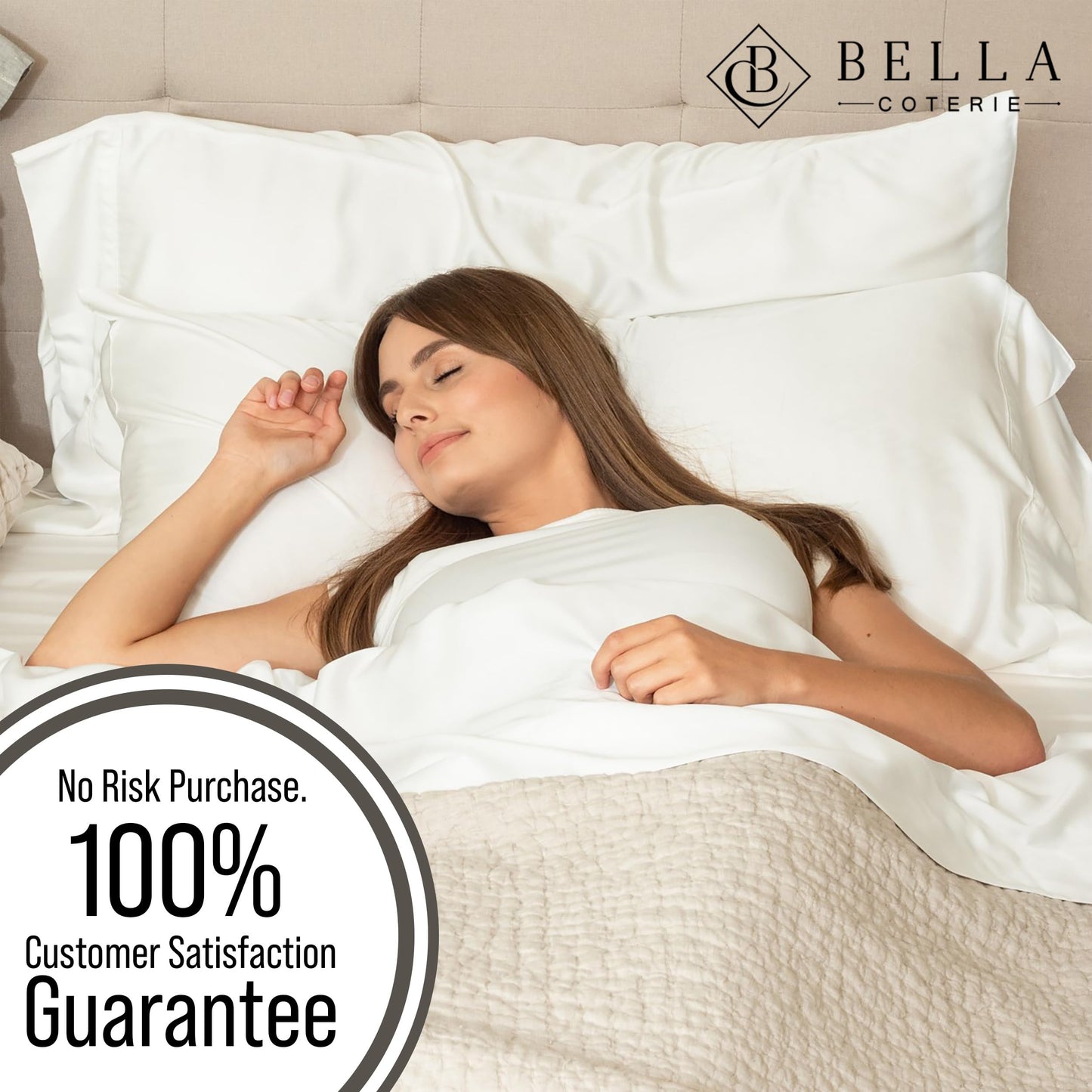 Bella Coterie Luxury Bamboo Viscose Queen Size Sheet Set | 100% Organically Grown | Ultra Soft | Cooling for Hot Sleepers | 18" Deep Pocket [White]