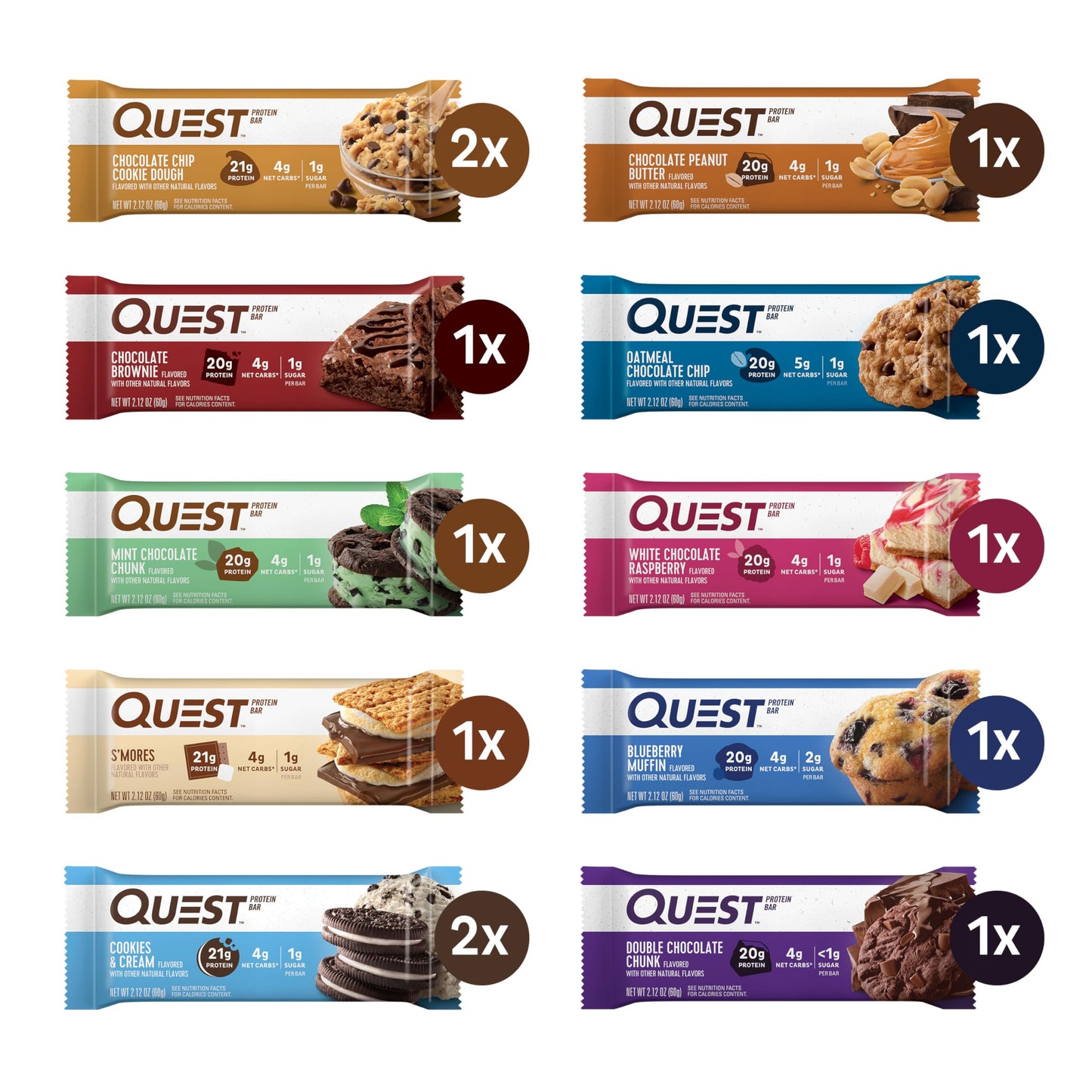 Quest Nutrition Ultimate Variety Pack Protein Bars, High Protein, Low Carb, Gluten Free, Keto Friendly, 12 Count