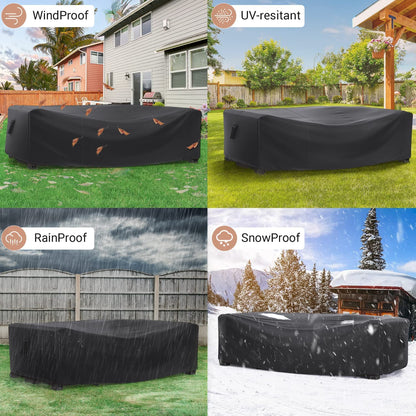 Mrrihand Patio Furniture Set Cover Waterproof, Outdoor Sectional Sofa Set Cover Heavy Duty 600D Table and Chair Set Cover 98" L× 78" W× 30" H