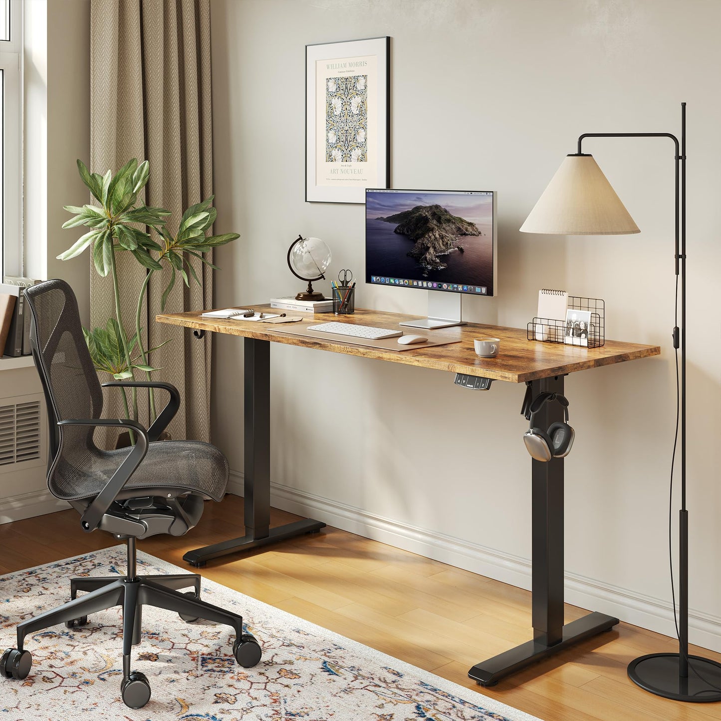 Agilestic Electric Standing Desk, 48 x 24 Inches Height Adjustable Desk, Sit Stand up Desk for Work Office Home, Ergonomic Rising Computer Table with Memory Preset, Rustic Brown