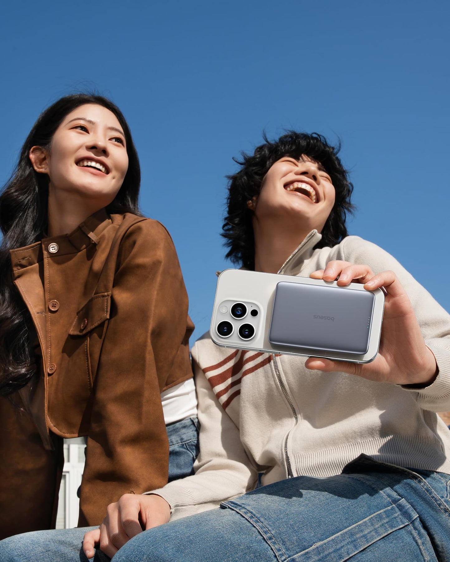 Baseus Picogo Power Bank, 0.3" Ultra Slim 5000mAh MagSafe Portable Charger with USB-C Braided Cable, Card-Size Magnetic Battery Pack, Alloy Wireless Fast Charger for iPhone 16/15/14/13/12, Lightweight