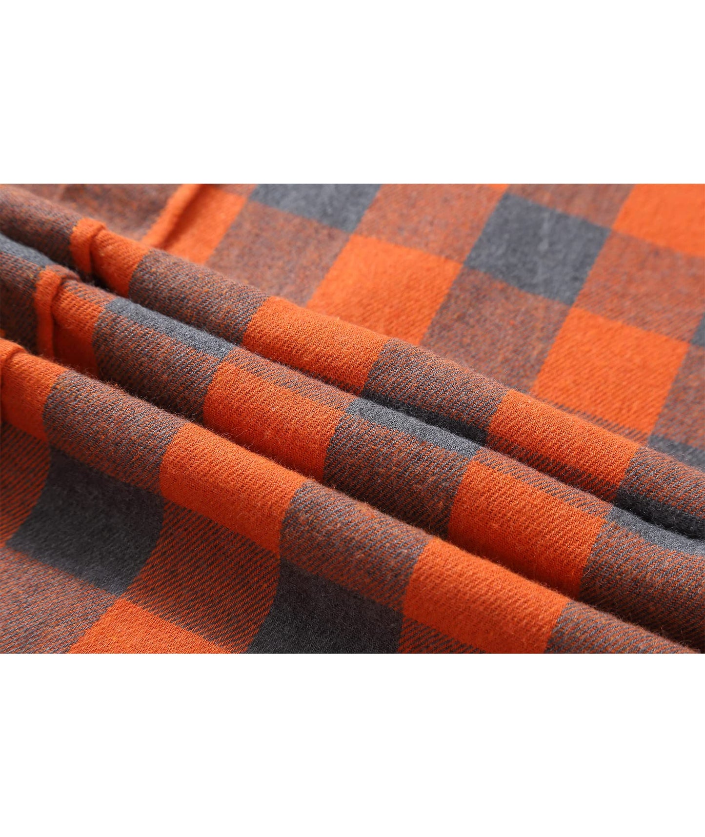 SCODI Mens Flannel Hoodie Shirt Casual Button Down Plaid Jacket Shirts Stylish Long Sleeve Shirts with Pocket Orange Large