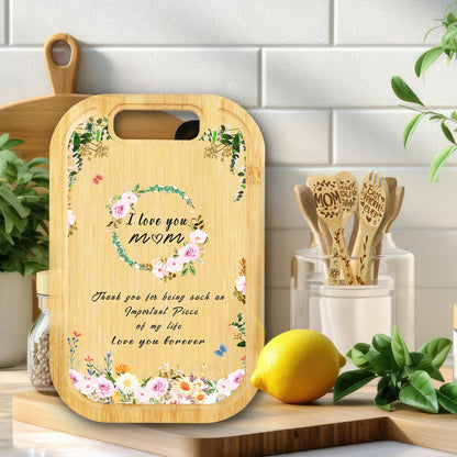 yesaior Great Gifts for Mom, Printed with Mother's Poem Wooden Cutting Boards 12 x 9", Mom Birthday Kitchen Gifts from Daughters Son,Kitchen Present Cutting Board Set to My Grandma Mom Gift