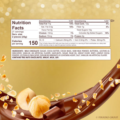 Ferrero Rocher, 42 Count, Gourmet Milk Chocolate Hazelnut, Chocolate Gift Box, Individually Wrapped, 18.5 oz