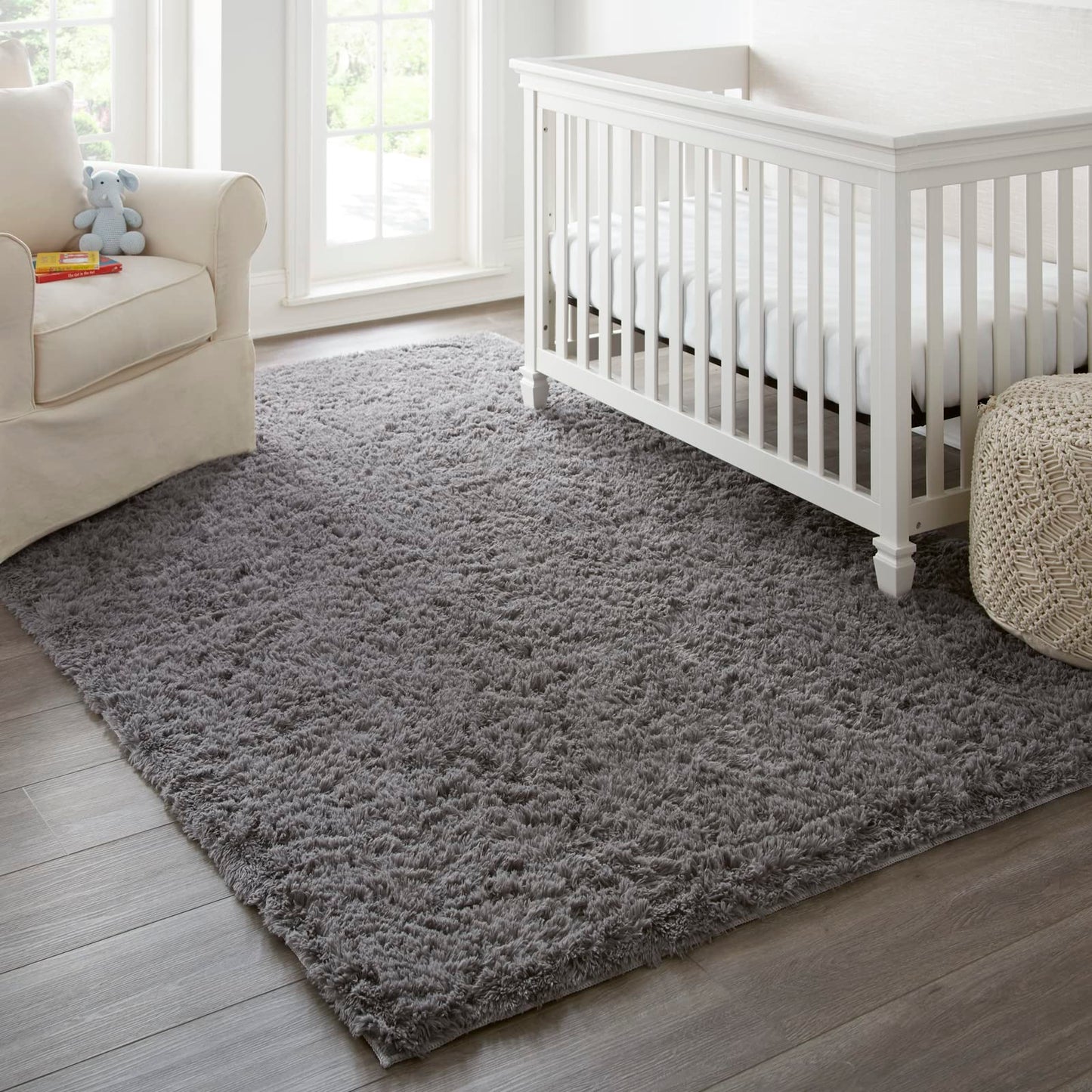 Ophanie 8x10 Area Rugs for Living Room, Large Shag Bedroom Carpet, Grey Big Indoor Thick Soft Nursery Rug, Gray Fluffy Carpets for Boy and Girls Room Dorm Home Decor Aesthetic