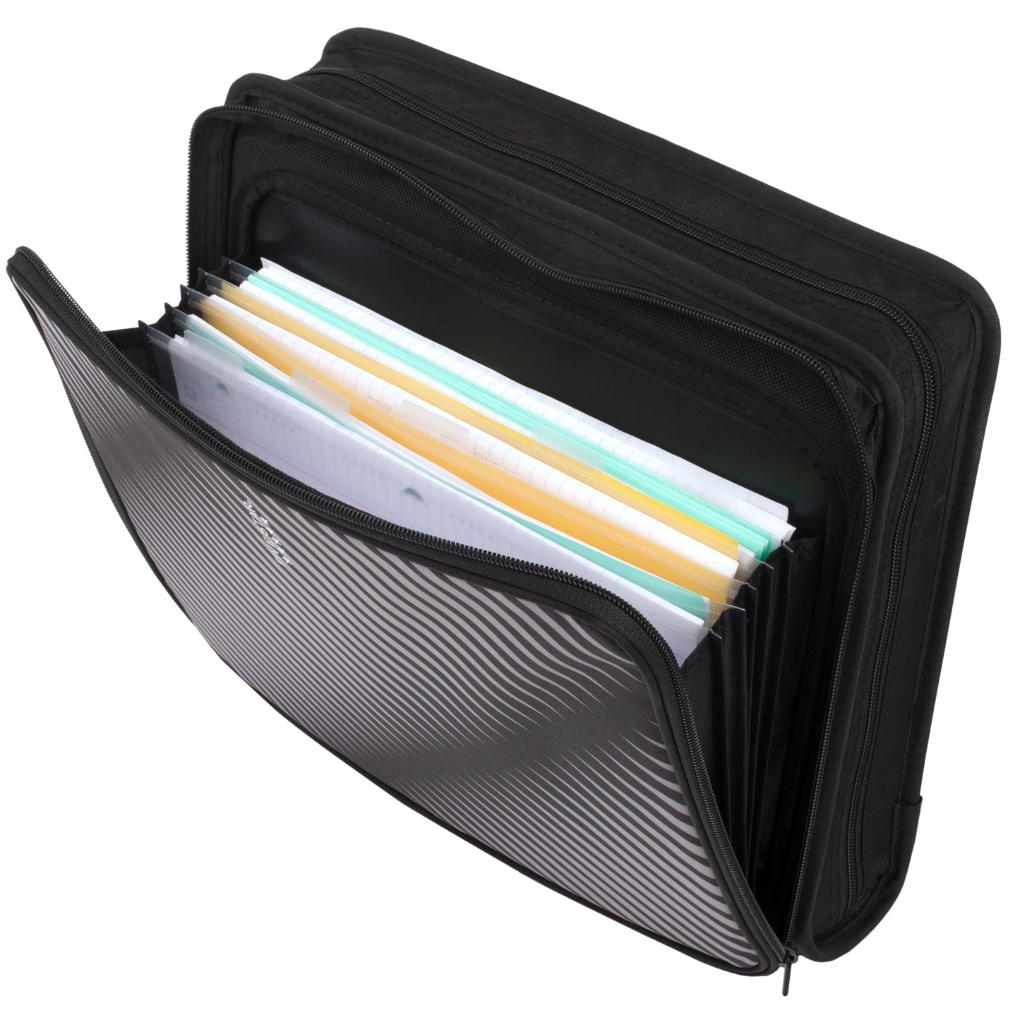 Five Star Zipper Binder, 2 Inch 3-Ring Binder with Round Rings, 5-Tab Expanding File, 380 Sheet Capacity, Black (72536)