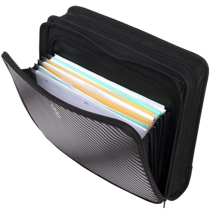 Five Star Zipper Binder, 2 Inch 3-Ring Binder with Round Rings, 5-Tab Expanding File, 380 Sheet Capacity, Black (72536)