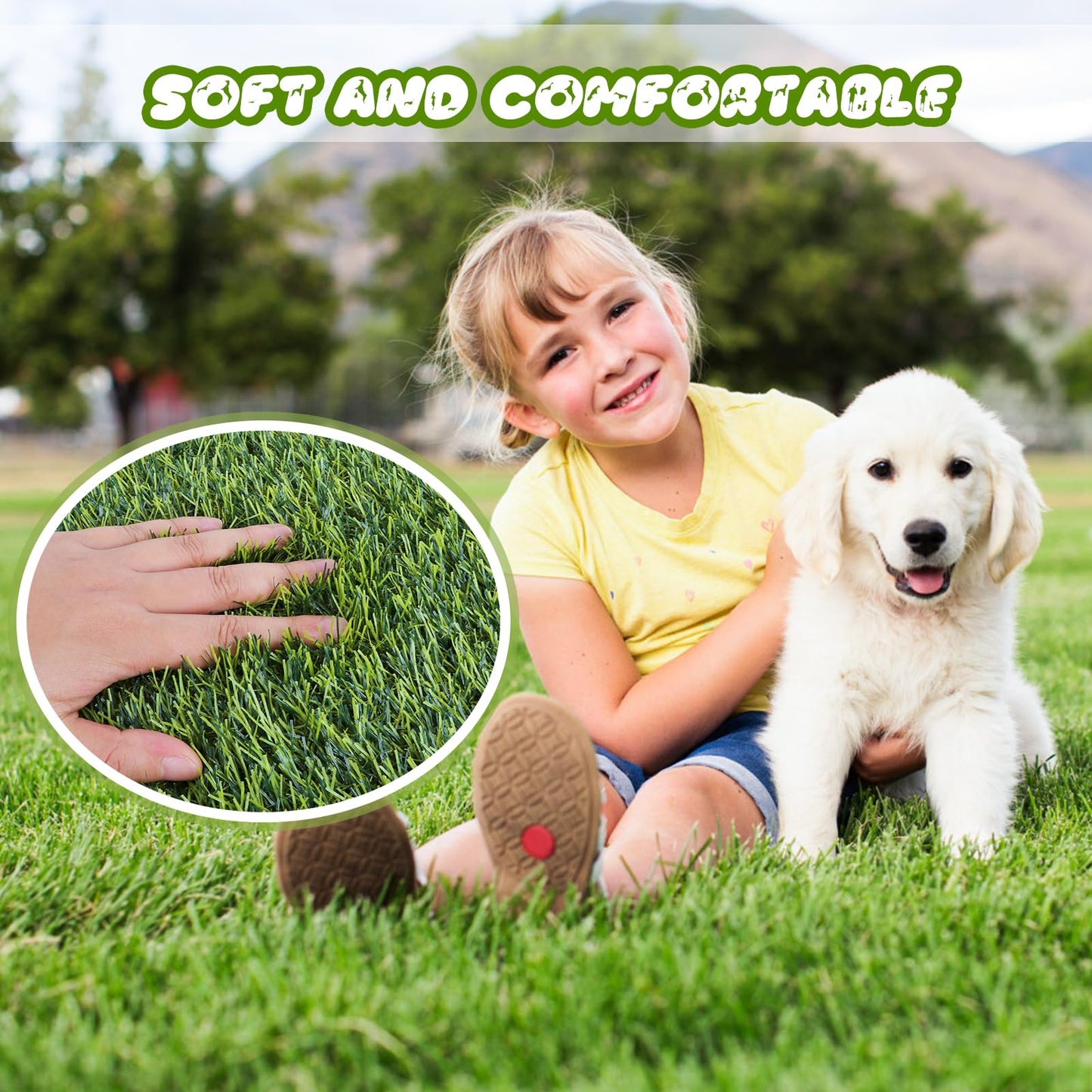 Artificial Grass, Professional Dog Grass Mat, Potty Training Rug and Replacement Artificial Grass Turf, Large Turf Outdoor Rug Patio Lawn Decoration, Easy to Clean with Drainage Holes (48x32 inch)