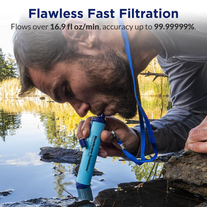 Membrane Solutions Straw Water Filter, Survival Filtration Portable Gear, Emergency Preparedness, Supply for Drinking Hiking Camping Travel Hunting Fishing Team Family Outing - 6 Pack