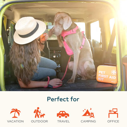 ARCA PET Dog First Aid Kit | Vet Approved Dog & Cat Emergency Supplies with Thermometer, Muzzle, Tick Removal, Flashlight, Mini Pouch, and Comprehensive Care Guide for Travel and Outdoor Use