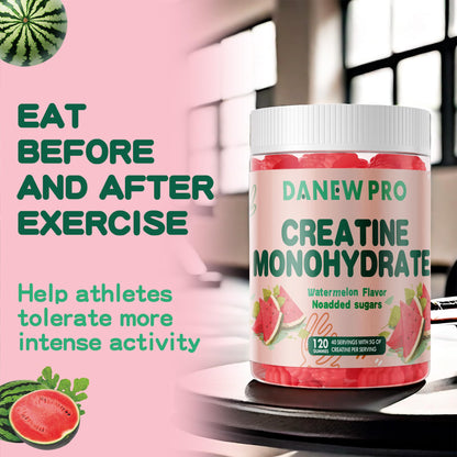 DANEW Pro Creatine Monohydrate Gummies 5000mg for Men & Women, Creatine Monohydrate for Muscle Strength, Muscle Builder, Energy Boost, Pre-Workout Supplement(120 Count)-Watermelon Flavor