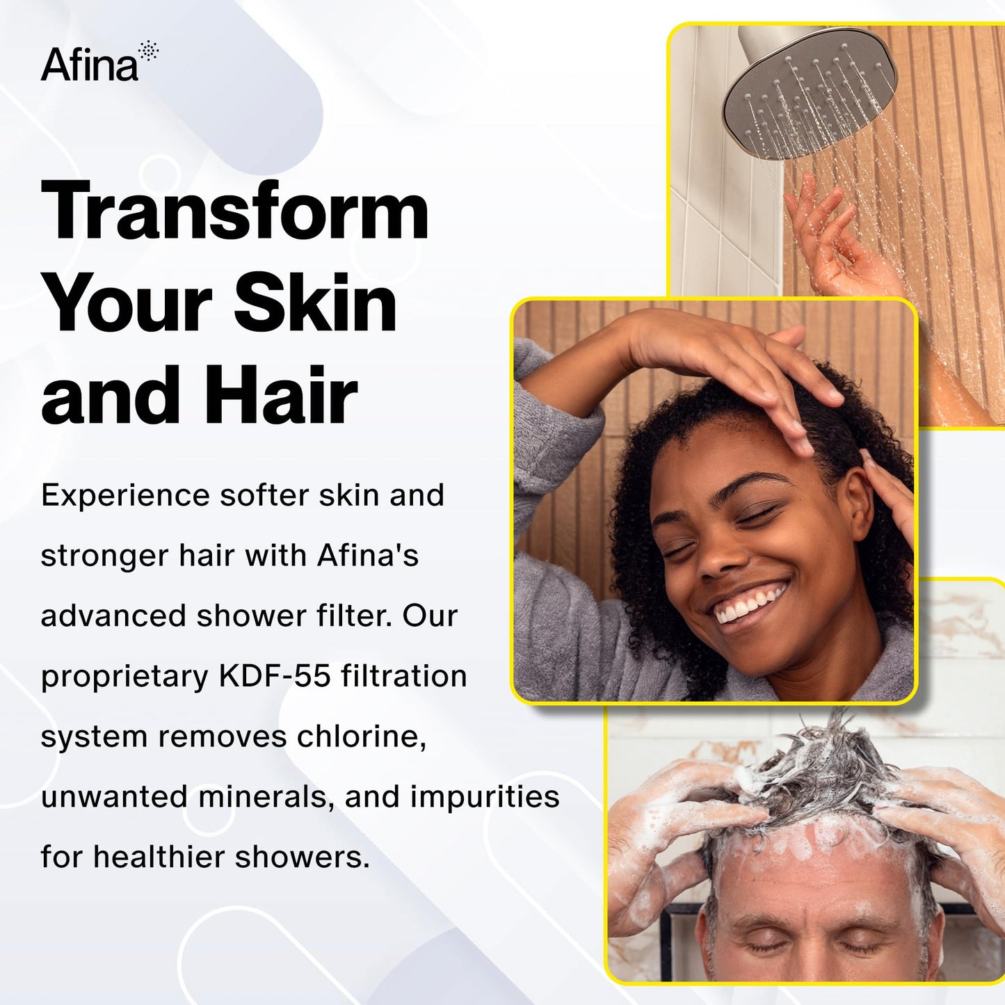 Afina Filtered Shower Head | High Pressure Shower - Reduces Dry Itchy Skin, Dandruff, Eczema, & Dramatically Improves Condition of your Skin, Hair & Nails (Nickel)