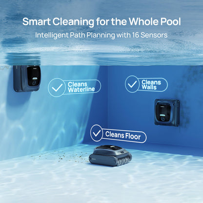 Beatbot AquaSense 2 Cordless Robotic Pool Vacuum Cleaner, Smart Surface Parking, Double-Pass Waterline Scrubbing, Cleans Floor, Walls, and Waterline, Above & In-Ground Pools up to 3,230 sq.ft - Blue