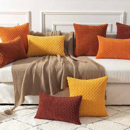 Kevin Textile 2 Packs Boho Decorative Throw Pillow Covers 18x18 Inch for Living Room Couch Bed Sofa Rustic Modern Farmhouse Home Decor Soft Corduroy Rust Square Cushion Case 45x45 cm