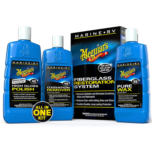 Meguiar's M4965 Marine/RV Fiberglass Restoration System - RV and Boat Gel Coat Restoration for Professional Results - Enhance Your Boat's Appearance and Increase Your Boat's Value