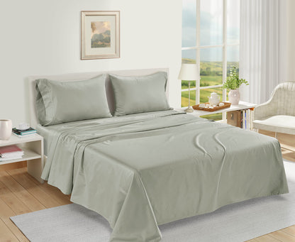 LANE LINEN 100% Egyptian Cotton Bed Sheets sábanas Queen, Soft & Comfy Luxury Hotel Like Thick Bedding Sheets & Pillowcase Set, Machine Wash Cooling 16'' Queen Deep Pocket Sheet Set Mineral