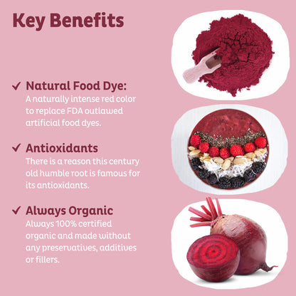 KOS Organic Beet Root Powder, USDA Organic - Natural Nitric Oxide Booster, Superfood Plant Based Beetroot Antioxidant, Supports Active Lifestyle & Healthy Circulation, Soy & Gluten-Free - 90 Servings