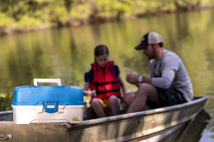 Plano Ready-Set-Fish 3-Tray Tackle Box with Tackle, Aqua Blue/Tan, One Size