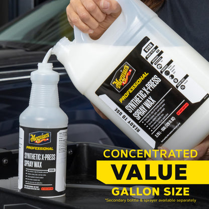 Meguiar's D15601 Synthetic X-Press Spray Wax for Car Detailing, Creates a Deep Shiny Look, Can Be Applied to Wet or Dried Paint and In Direct Sunlight, Moisture Rolls Off Waxed Paint, 1 Gallon