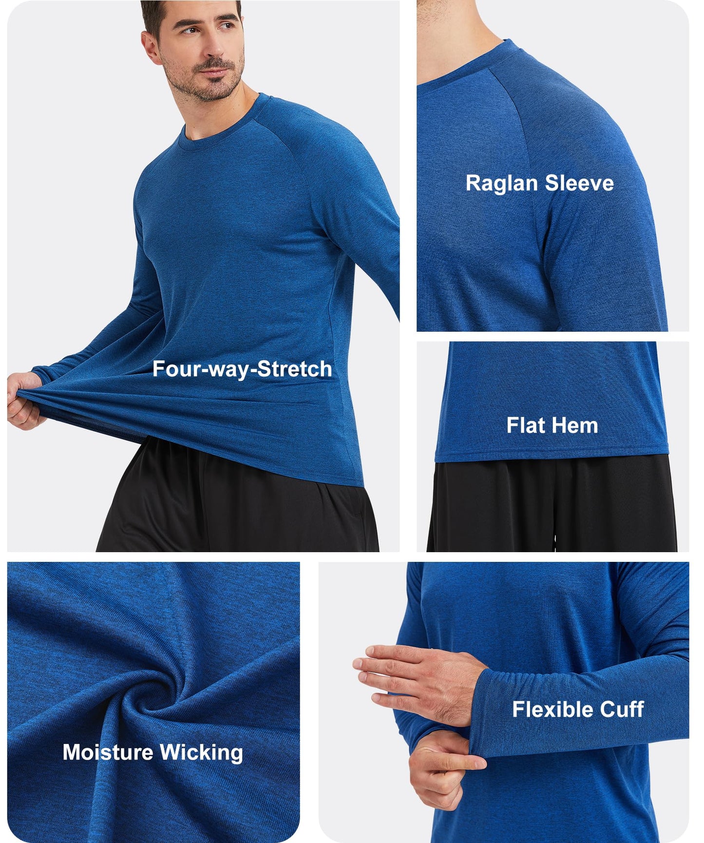 MLYENX 4-7 Pack Long Sleeve Shirts for Men Quick Dry Moisture Wicking Mens Long Sleeve Tee Shirts Workout T Shirts