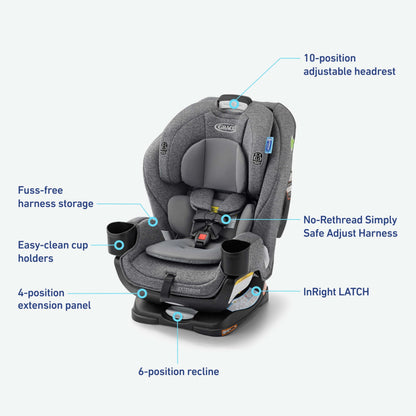 Graco Extend2Fit Convertible Baby Car Seat, Rear and Forward Facing, Adjustable Extension Panel for Extra Legroom, Cullen