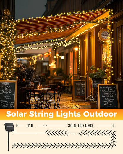 Brightown 2 Pack Solar String Lights for Outside, 92Ft 240 LED Solar Lights Outdoor Waterproof with 8 Modes, Solar Outdoor String Light for Patio Yard Tree Garden Party Decorations, Warm White
