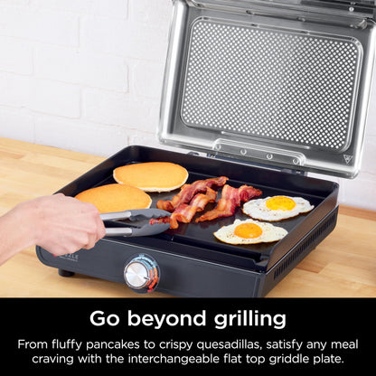 Ninja Griddle and Indoor Grill, 14’’, Electric Grill, For Steak, Burgers, Salmon, Veggies, and More, Pancake Griddle, Nonstick, Dishwasher Safe, 500F, Even Cooking, Silver, GR101