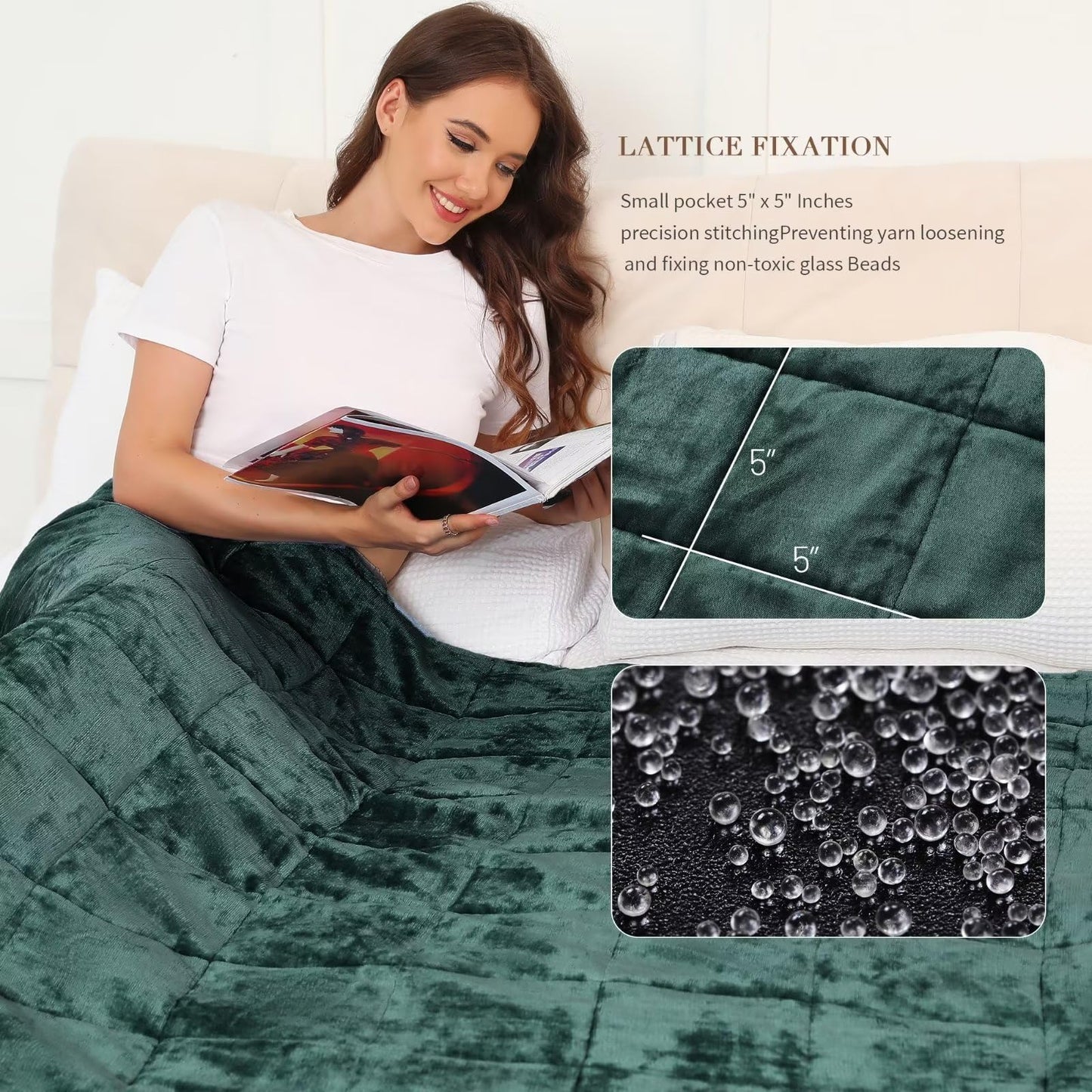 Alomidds Sherpa Fleece Weighted Blanket for Adults(20lbs Twin Size) Heavy Blanket with Fluffy Warm Thick Sherpa & Cozy Soft Flannel Snuggle Great for Sofa Bed Calming, 48x72 inches, Forest Green