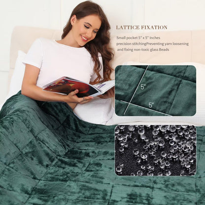 Alomidds Sherpa Fleece Weighted Blanket for Adults(20lbs Twin Size) Heavy Blanket with Fluffy Warm Thick Sherpa & Cozy Soft Flannel Snuggle Great for Sofa Bed Calming, 48x72 inches, Forest Green