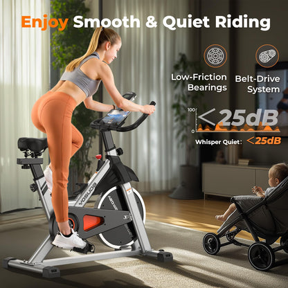 YOSUDA Indoor Cycling Bike Stationary - Cycle Bike with Ipad Mount ＆Comfortable Seat Cushion (Gray)