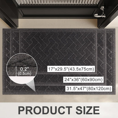 LEKEEPGO Door Mat Outside Entrance, Absorbent Indoor Outdoor Front Door Mats, Muddy Dirt Resist Outdoor Doormat, Non Slip Backing Low Profile Entryway Entry Floor Welcome Mat, 17"x29", Grey