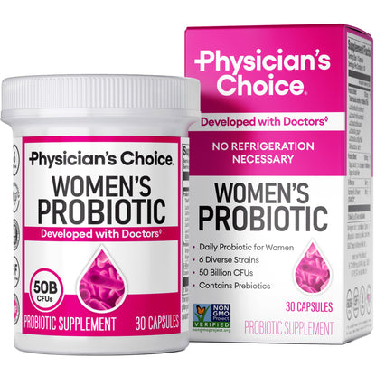 Physician's CHOICE Probiotics for Women - PH Balance, Digestive, UT, & Feminine Health - 50 Billion CFU - 6 Unique Strains for Her - Organic Prebiotics, Cranberry Extract+ - Women Probiotic - 30 CT