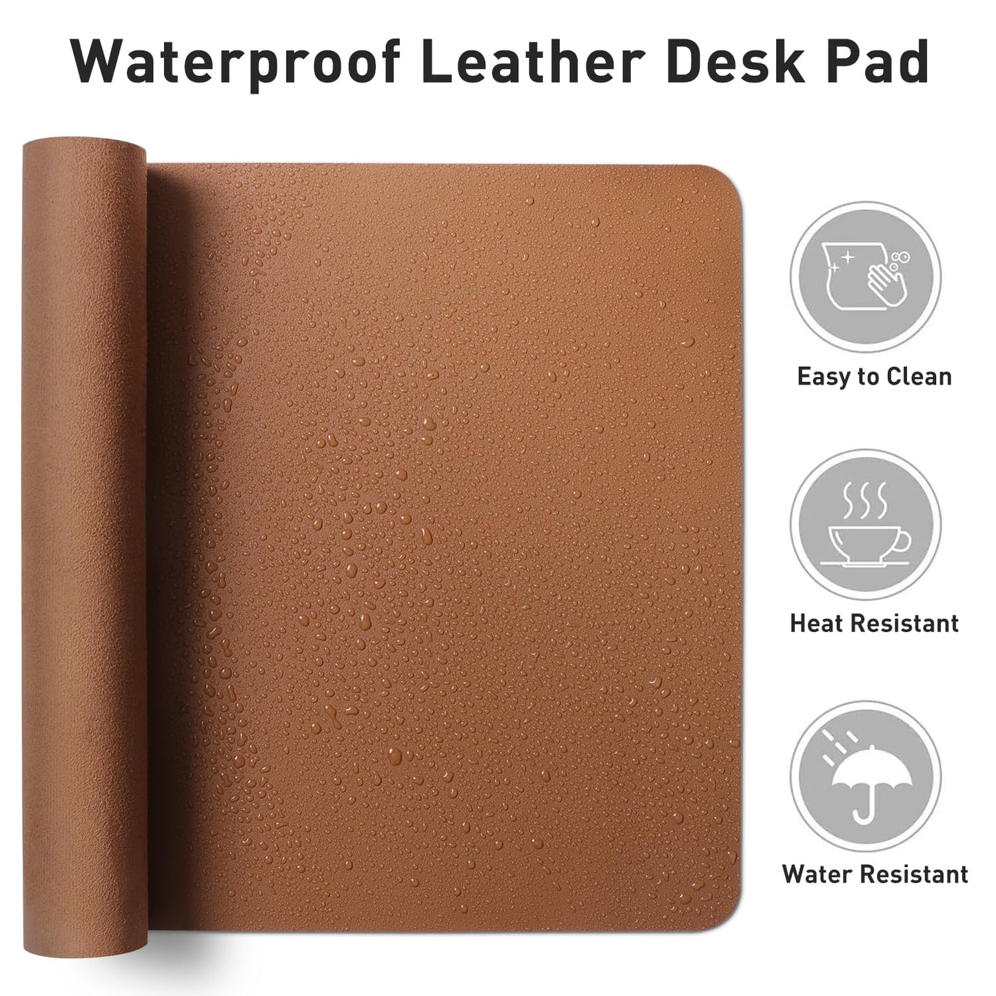 Leather Desk Pad Protector,Mouse Pad,Office Desk Mat,Non-Slip PU Leather Desk Blotter,Laptop Desk Pad,Waterproof Desk Writing Pad for Office and Home (Brown,36" x 17")