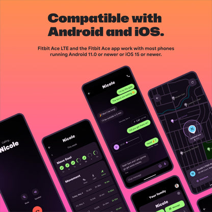 Fitbit Google Ace LTE - Kids Smartwatch with Call, Message, GPS, and Activity-Based Games, Ace Pass Data Plan Required - Spicy - Moovin