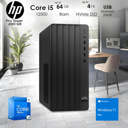 HP Desktop Computers Tower PC for Home Business Student, Intel 6-Core i5-12500 (Beat i7-11700), 32GB DDR4 RAM, 1TB PCIe SSD, WiFi, Bluetooth, RJ-45, Keyboard and Mouse, Windows 11 Pro, Wendbo
