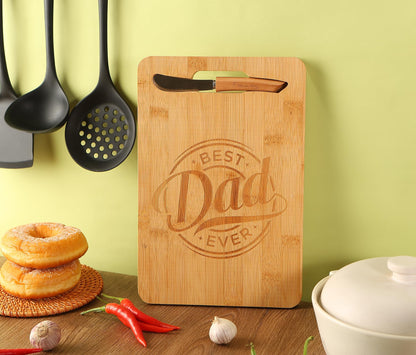 Christmas or Birthday Gifts for Dad, Best Dad Gift from Daughter Son - Unique Engraved Bamboo Cutting Board Fathers Day Gift for Dad Papa- Best Dad Ever