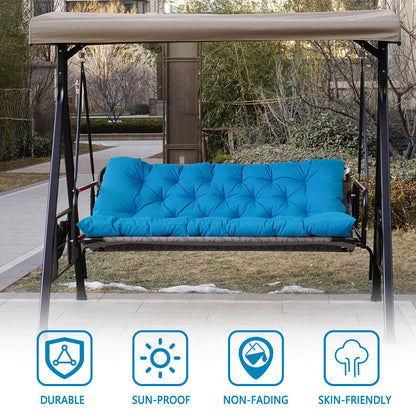 LCYY.TG Outdoor Swing Cushions, 3 Seat Porch Swing Cushion Replacement with Backrest, Swing Cushions for Outdoor Furniture, for Patio,Backyard,Porch Garden Bench Cushion (Sky Blue 60 * 40 in)