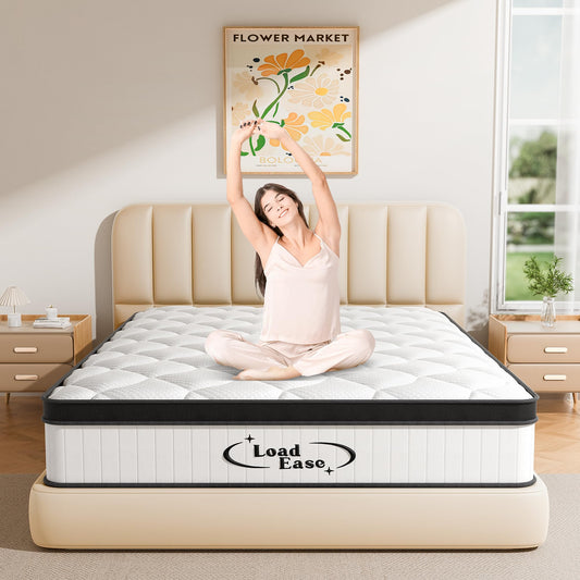 Queen Mattress, 12 Inch Mattress Queen Size in a Box, Hybrid Memory Foam Mattress with Upgrade Individually Pocket Spring to Improve Sleep and Pain Relief, Medium Firm, Motion Isolation, CertiPUR-US