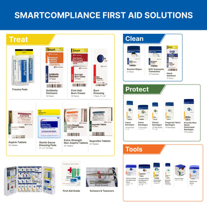 First Aid Only 1000-FAE-0103 SmartCompliance 50-Person OSHA Compliant First Aid Kit for Business, Large Plastic First Aid Cabinet with Medications, 245 Pieces