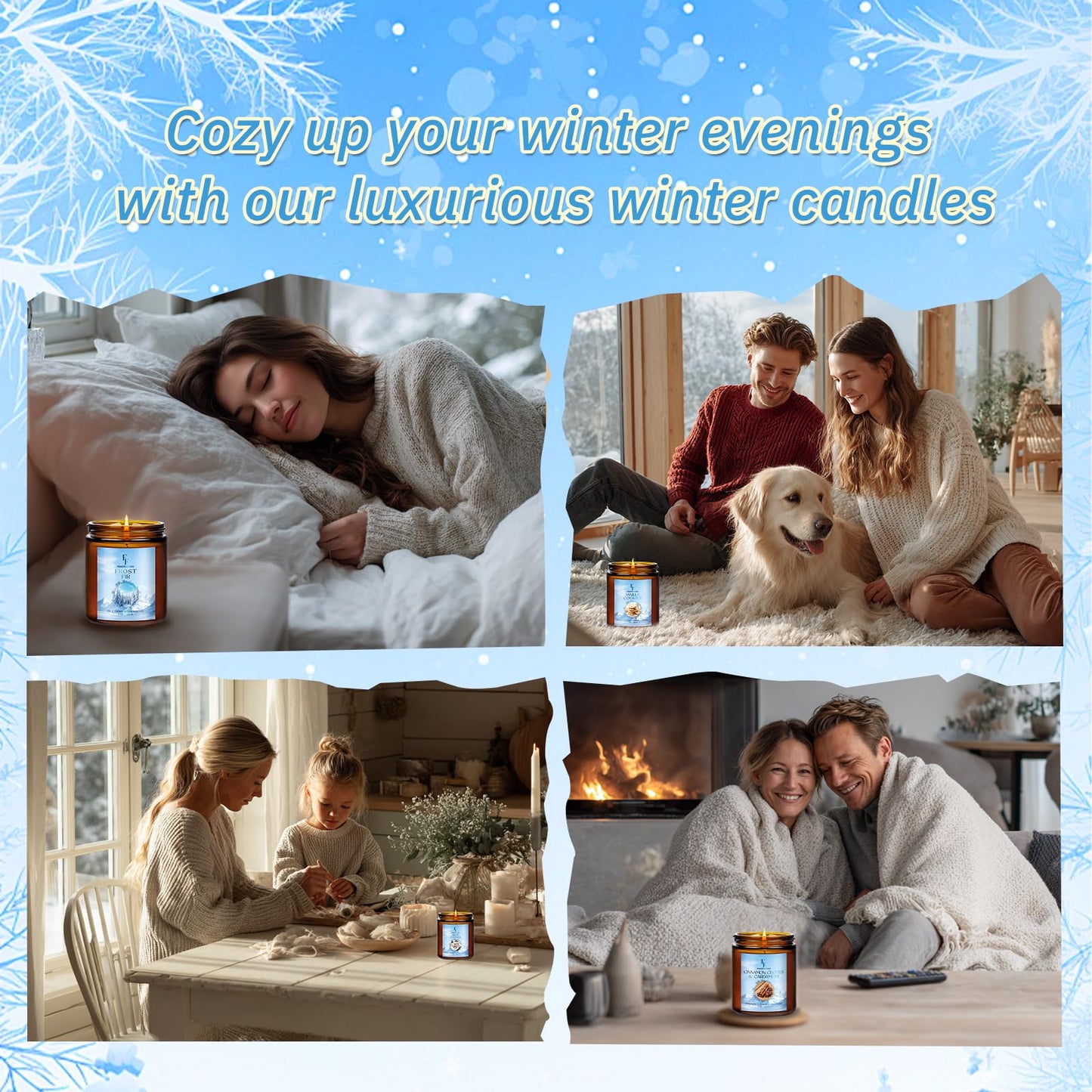Winter Candle, Hot Cocoa Scented Candles for Home, Holiday Candles Natural Soy Candle, Aromatherapy Candle 7 oz Jar Candles Winter Gifts for Women Men