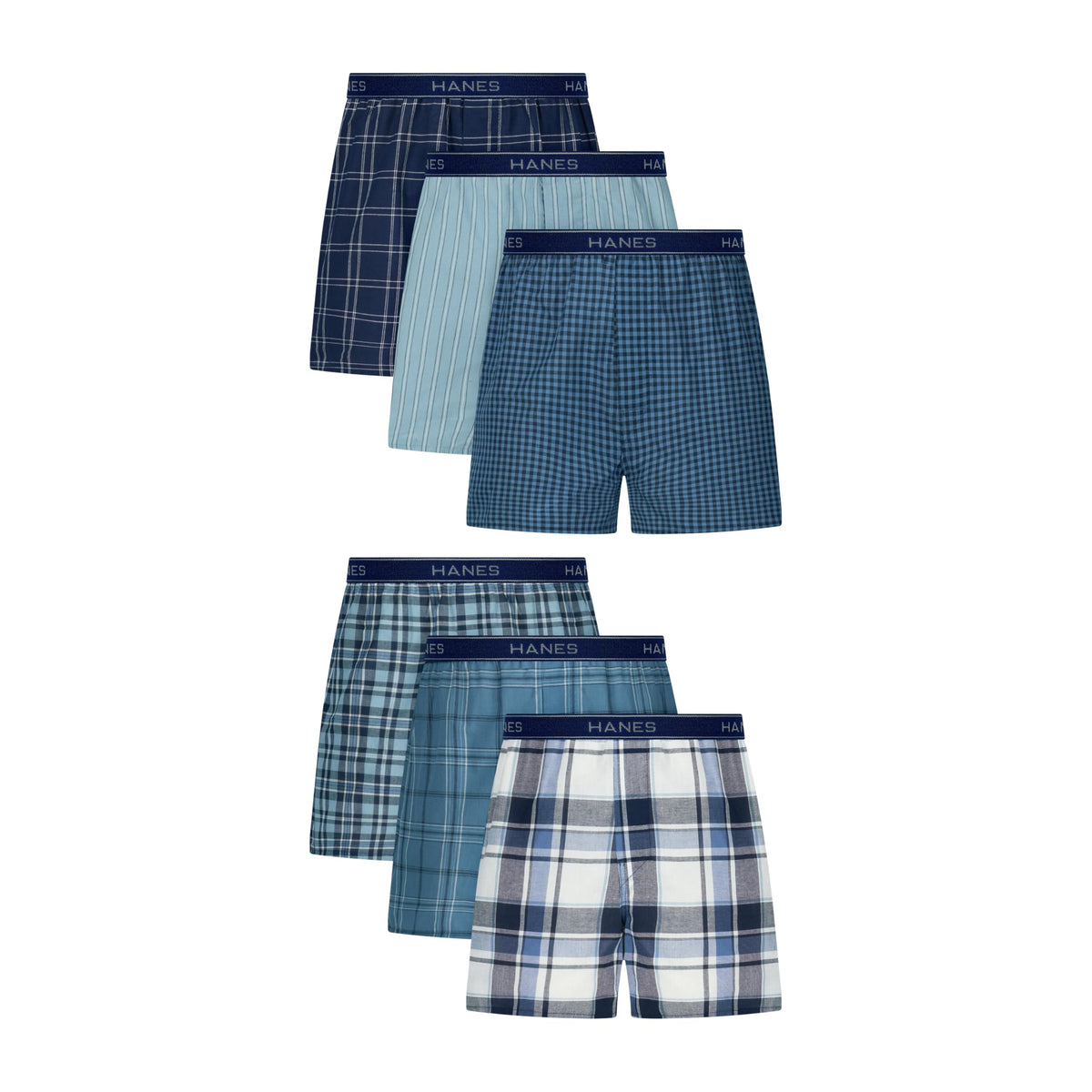 Hanes Men's Underwear Boxers Pack - 6-Pack - Woven Cotton-Blend Boxers for Men - Moisture-Wicking