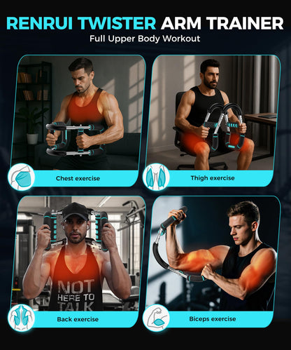 Twister Arm Trainer, Adjustable 5 Resistance Levels (40-130 lbs) Chest & Arm Workout Equipment for Men & Women, Ergonomic Home Gym Strength Trainer with Anti-Slip Handles & Carry Bag (Dark Blue)