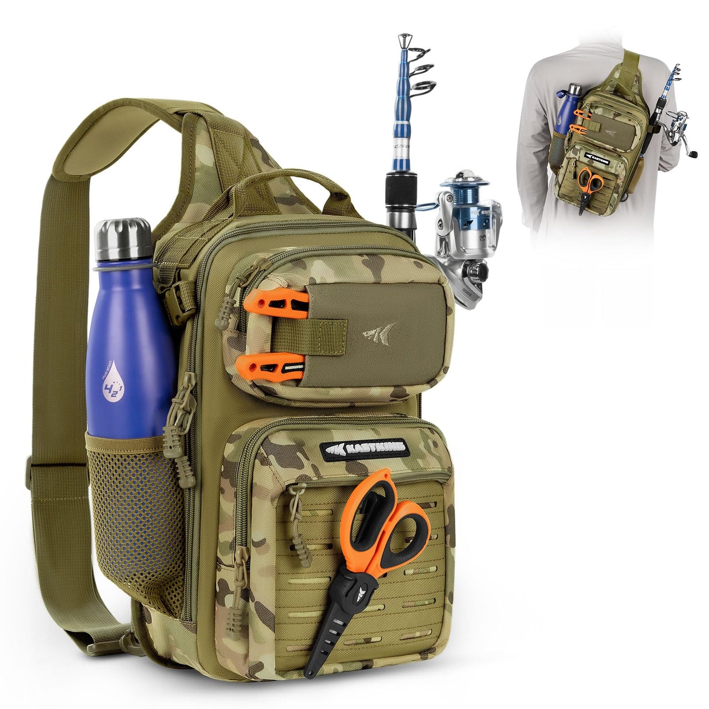 KastKing BlowBak Tactical Sling Tackle Bag-Lightweight Fishing Backpack Storge Fishing Gear and Equipment,Gift for Men