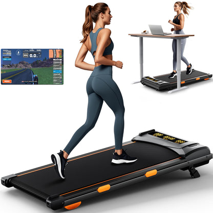 EVKRUN 4.0/7.8MPH Walking Pad Treadmill with Folding Slope, Larger Screen Display Under Desk Treadmill 300 lb Capacity, Portable Treadmills for Small Spaces, Home