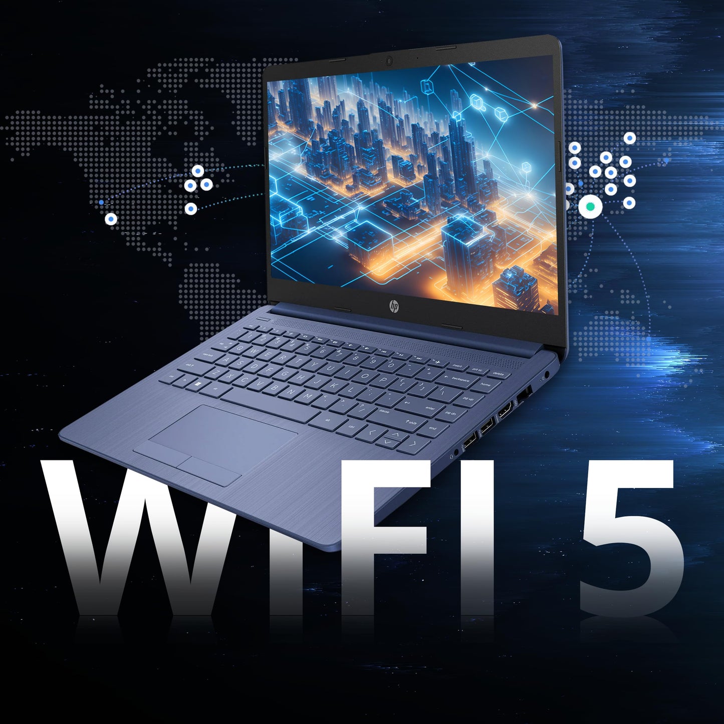 HP Flagship 14" HD Laptop with 1 Year Office 365 | 16GB RAM | 1.22TB Storage(64GB EMMC & 160GB Docking Station Set & 1TB Cloud Storage) | Intel 4-Core Processor | Webcam | Win 11s | Blue